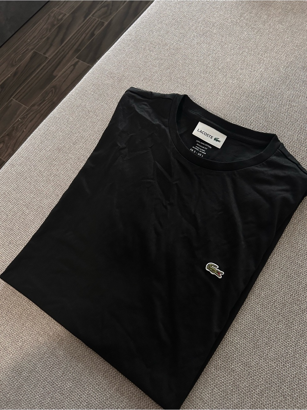 LACOSTE men’s authentic black tee size large